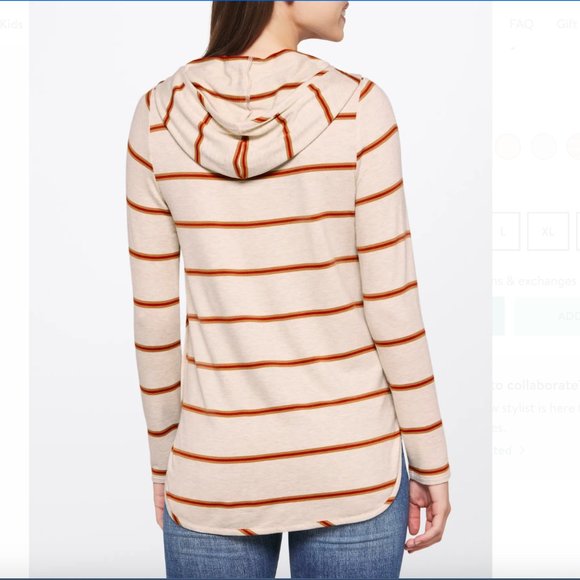 NWT - Market & Spruce Milania French Terry Curved Hem Hoodie - Picture 5 of 6